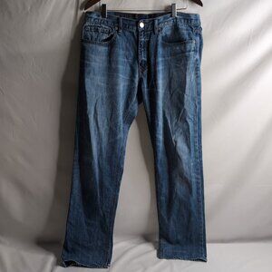 Armani Exchange 2014 Blue Denim Jeans Straight Leg Distressed, Size 34